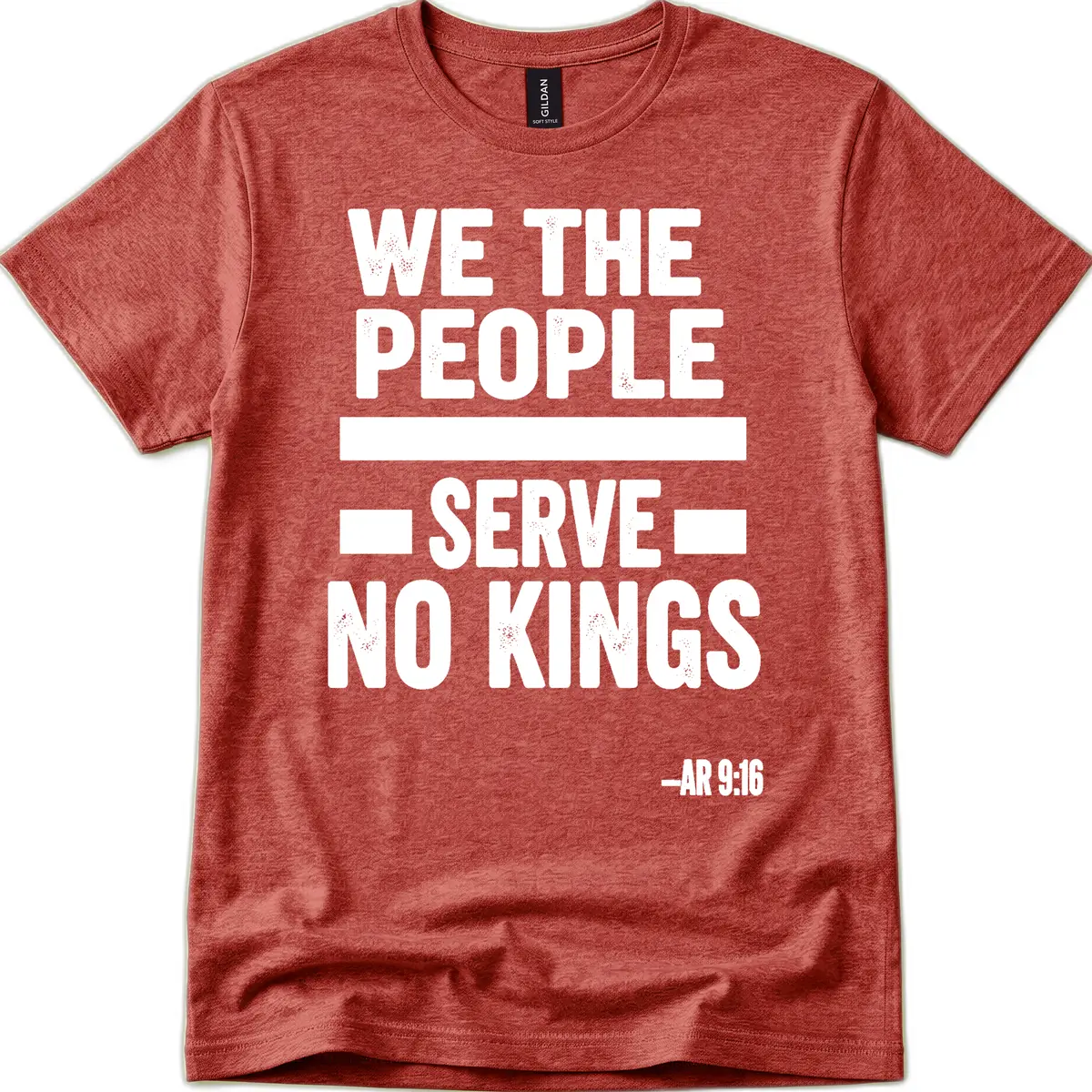 We The People Serve No Kings Freedom T-Shirt in Heather Cardinal