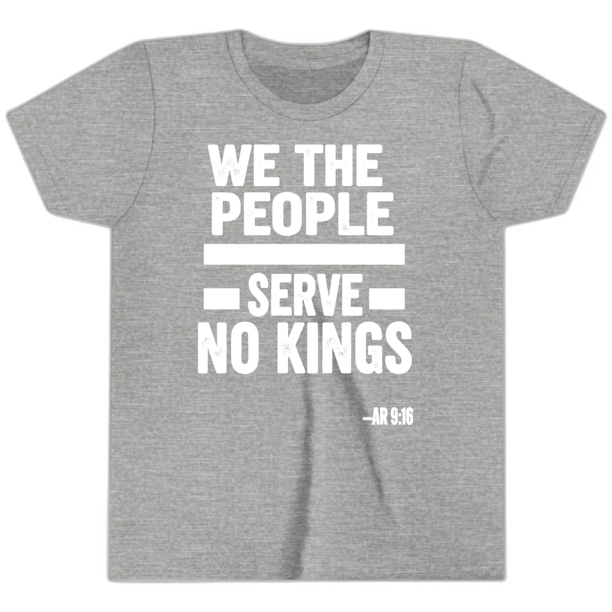 We The People Serve No Kings Freedom Youth T-Shirt in Athletic Heather