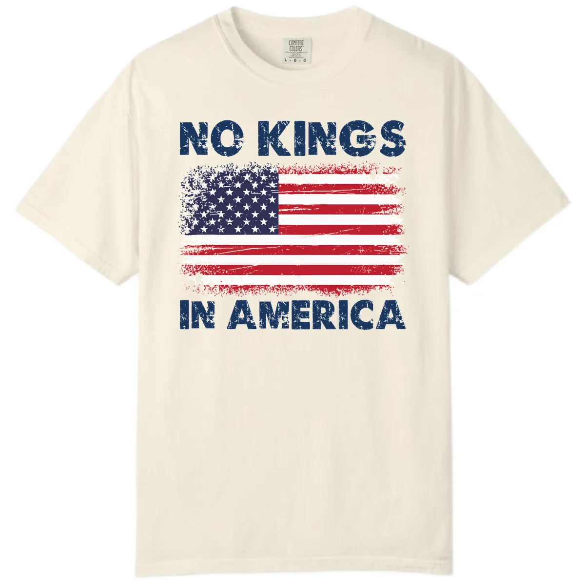No Kings In America Distressed Flag Comfort Color in Ivory