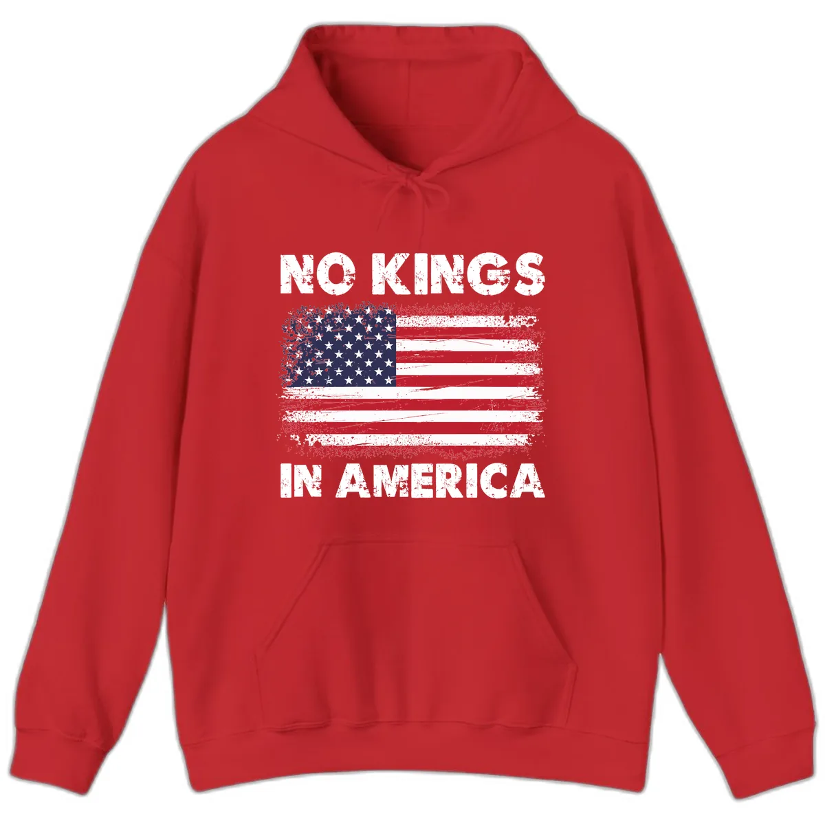 No Kings In America Distressed Flag Hoodie in Red