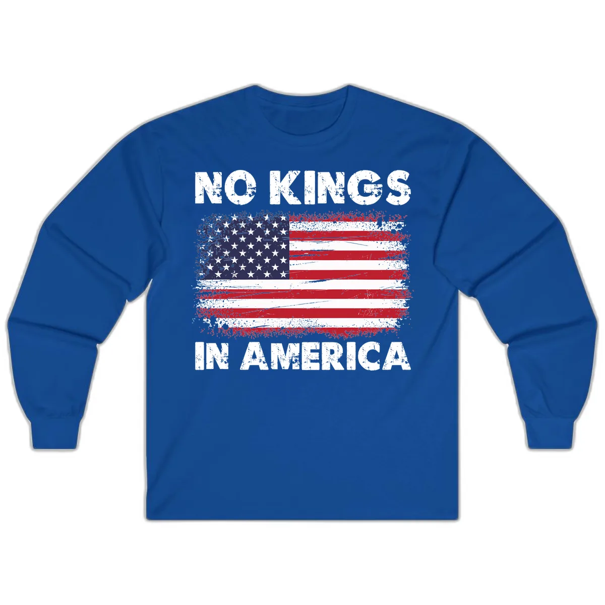 No Kings In America Distressed Flag Long Sleeve in Royal
