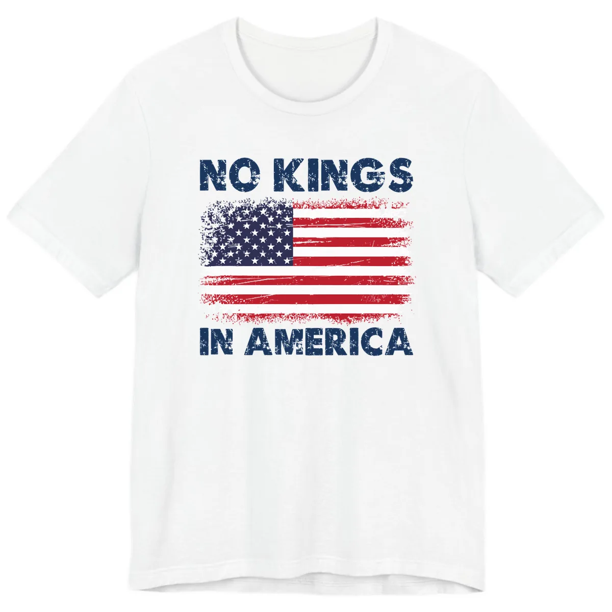 No Kings In America Distressed Flag Premium T-Shirt in White
