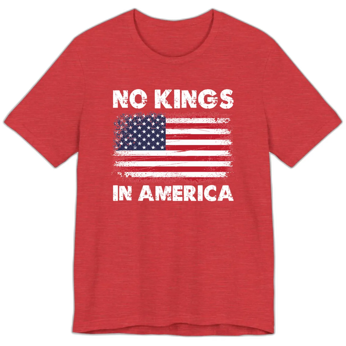 No Kings In America Distressed Flag Premium T-Shirt in Heather Red