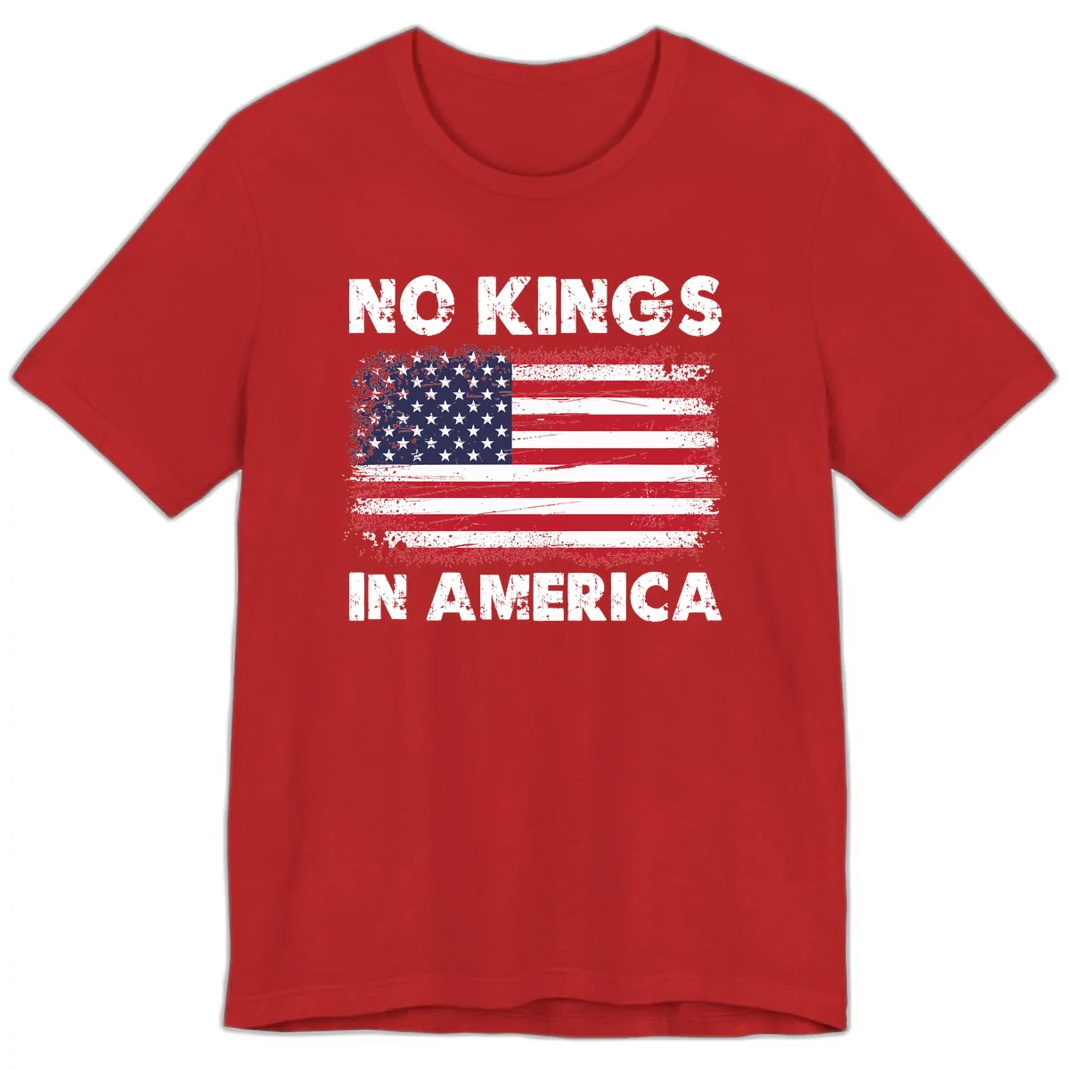 No Kings In America Distressed Flag Premium T-Shirt in Red