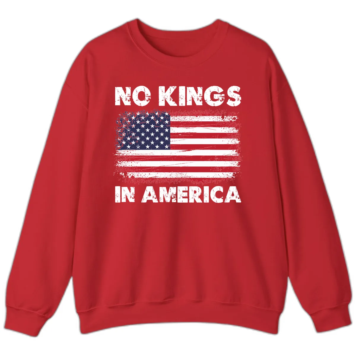 No Kings In America Distressed Flag Sweatshirt in Red