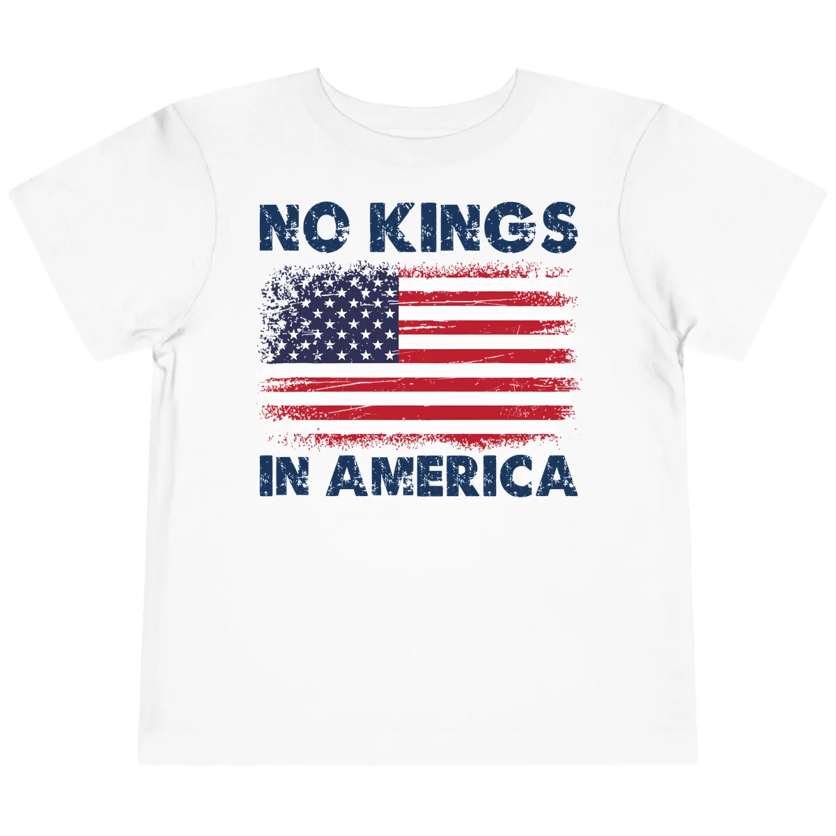 No Kings In America Distressed Flag Toddler T-Shirt in White