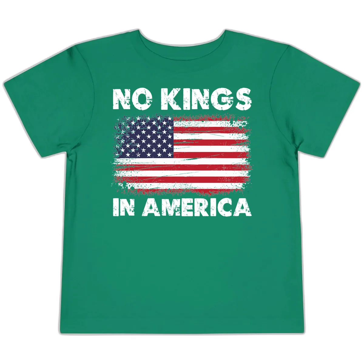 No Kings In America Distressed Flag Toddler T-Shirt in Kelly