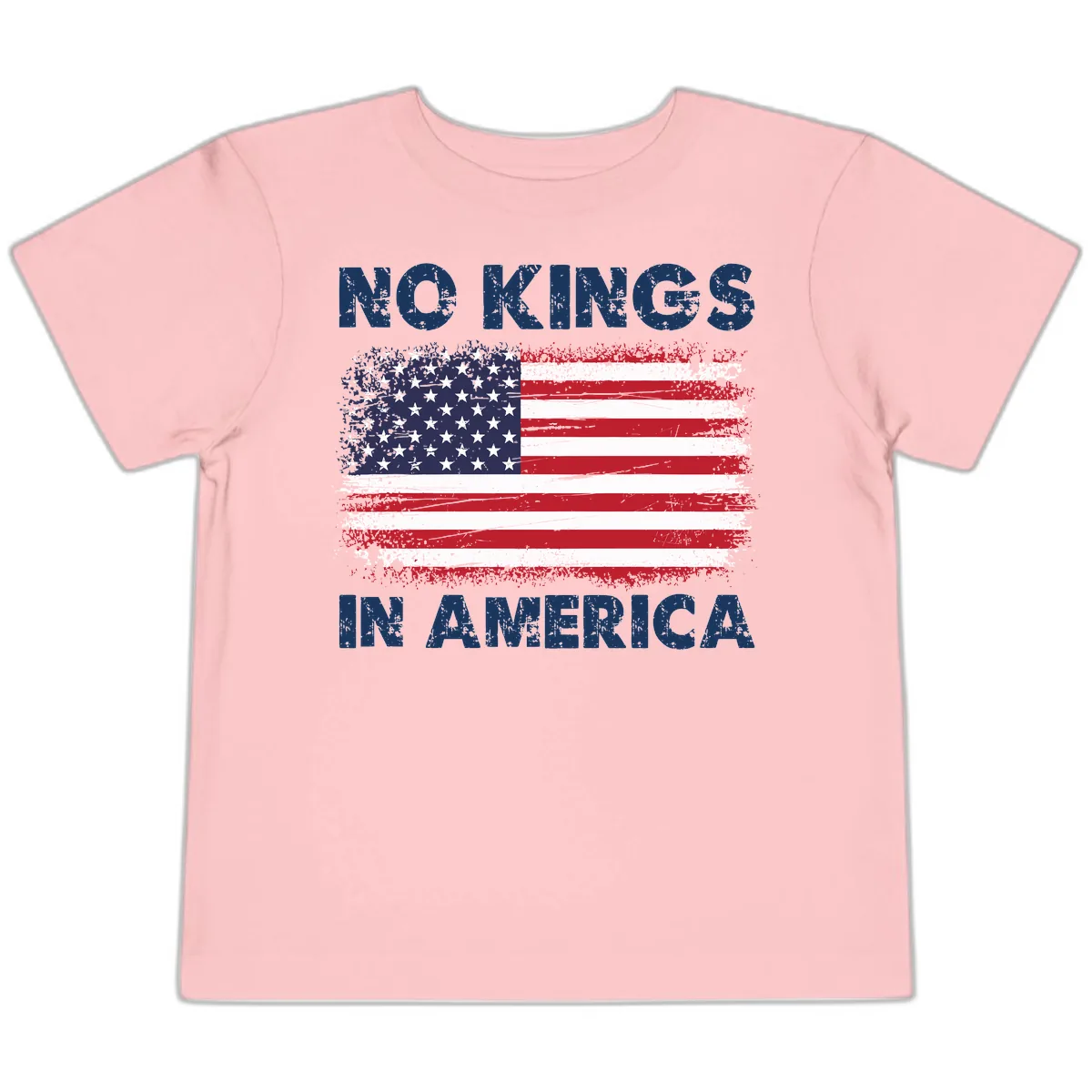 No Kings In America Distressed Flag Toddler T-Shirt in Pink