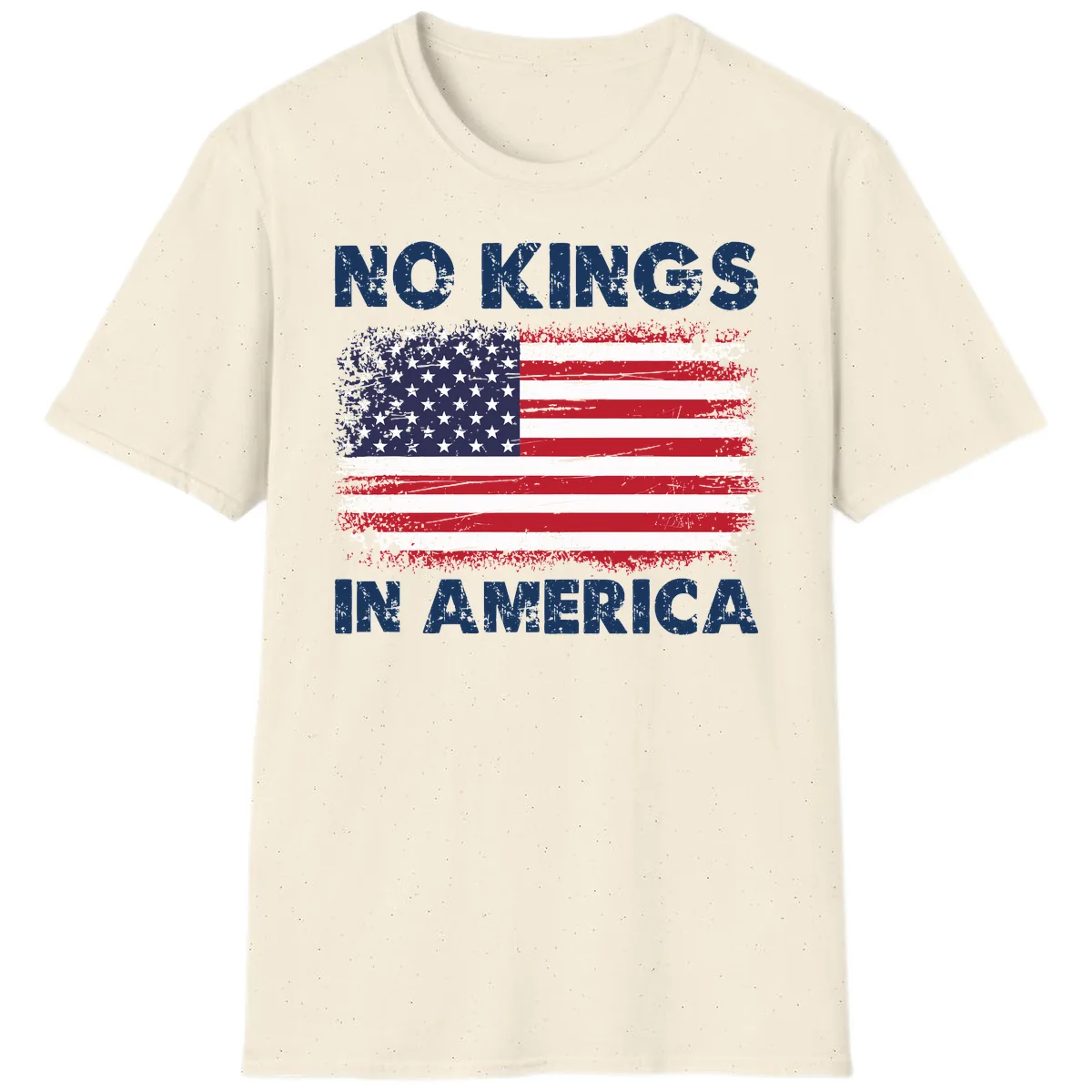 No Kings In America Distressed Flag T-Shirt in Natural