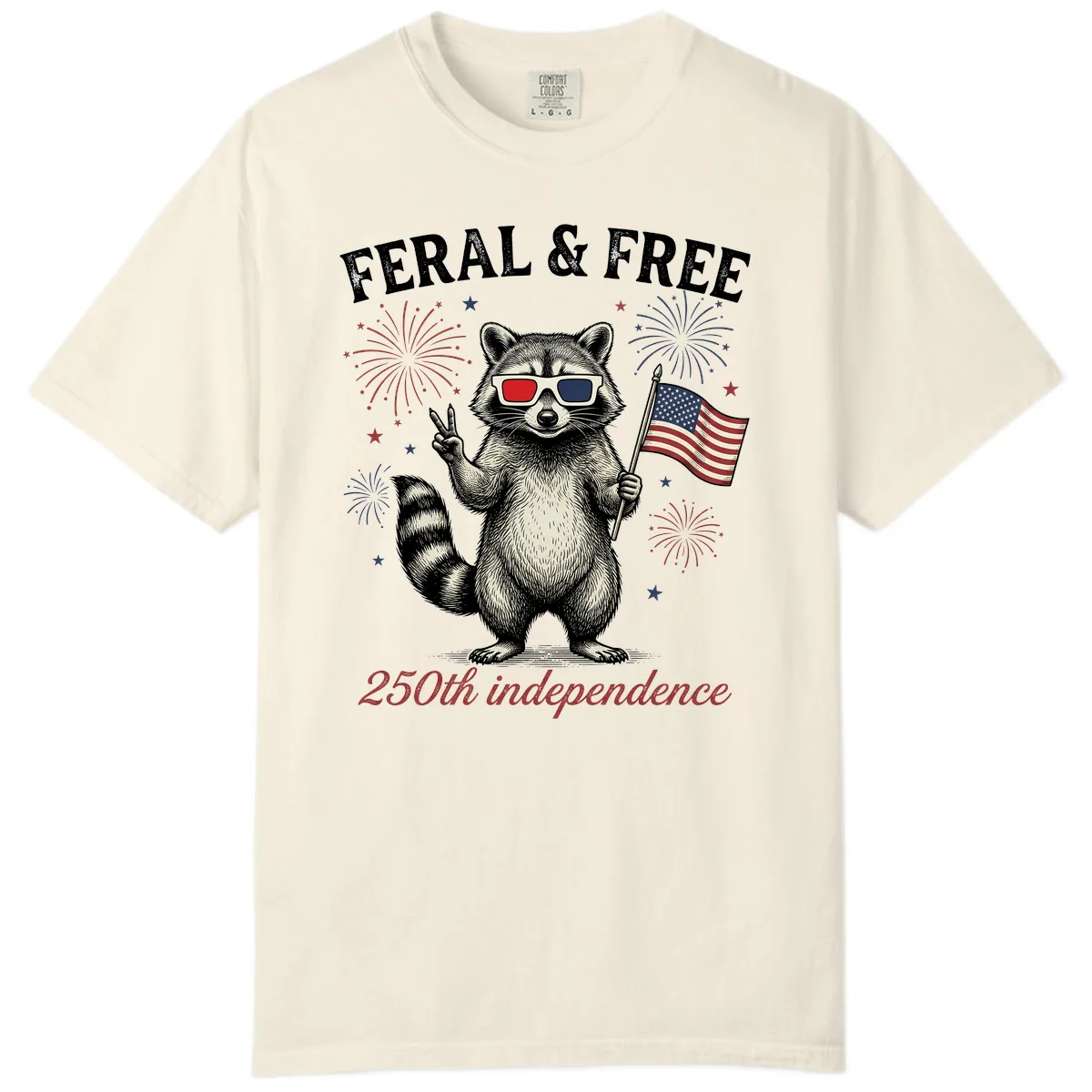 Feral & Free Raccoon 250th Independence Day Comfort Color in Ivory