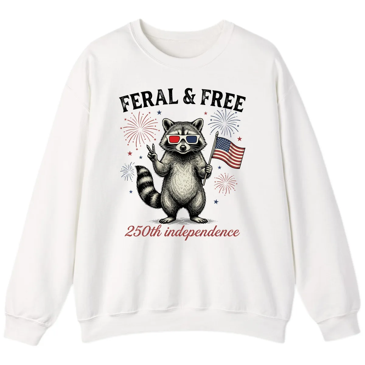 Feral & Free Raccoon 250th Independence Day Sweatshirt in White