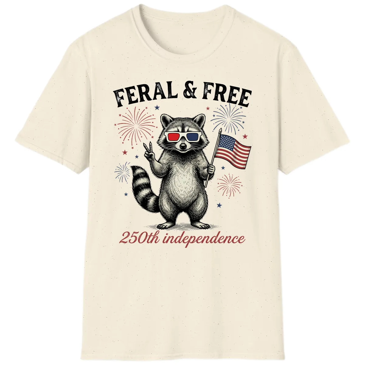 Feral & Free Raccoon 250th Independence Day T-Shirt in Natural
