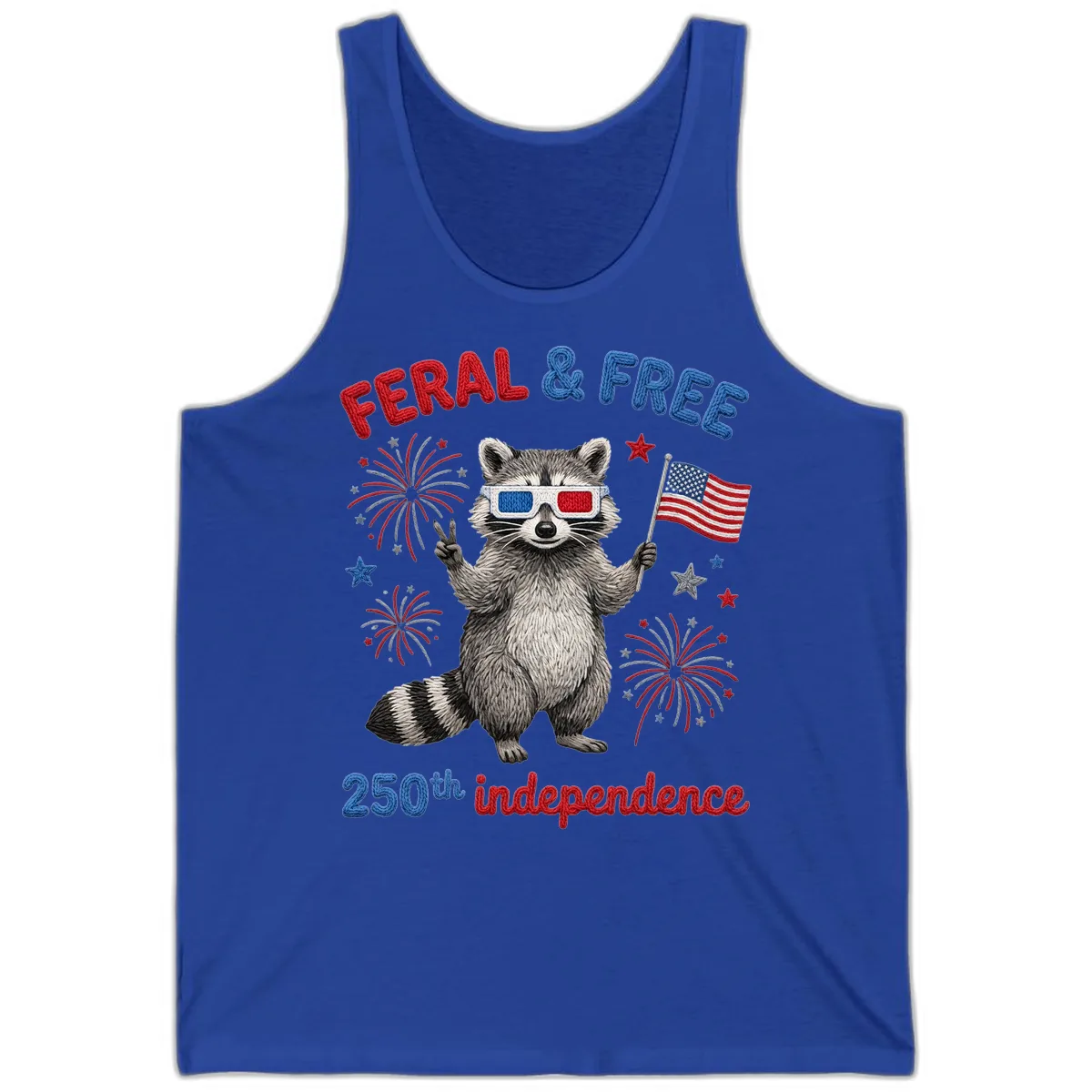 Feral And Free Raccoon 250th Independence Day Tank in True Royal