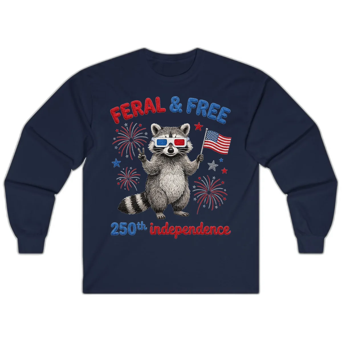 Feral & Free Raccoon 250th Independence Celebration Long Sleeve in Navy