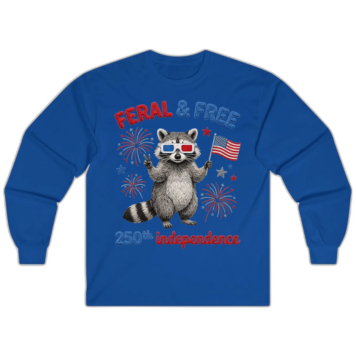 Feral & Free Raccoon 250th Independence Celebration Long Sleeve in Royal