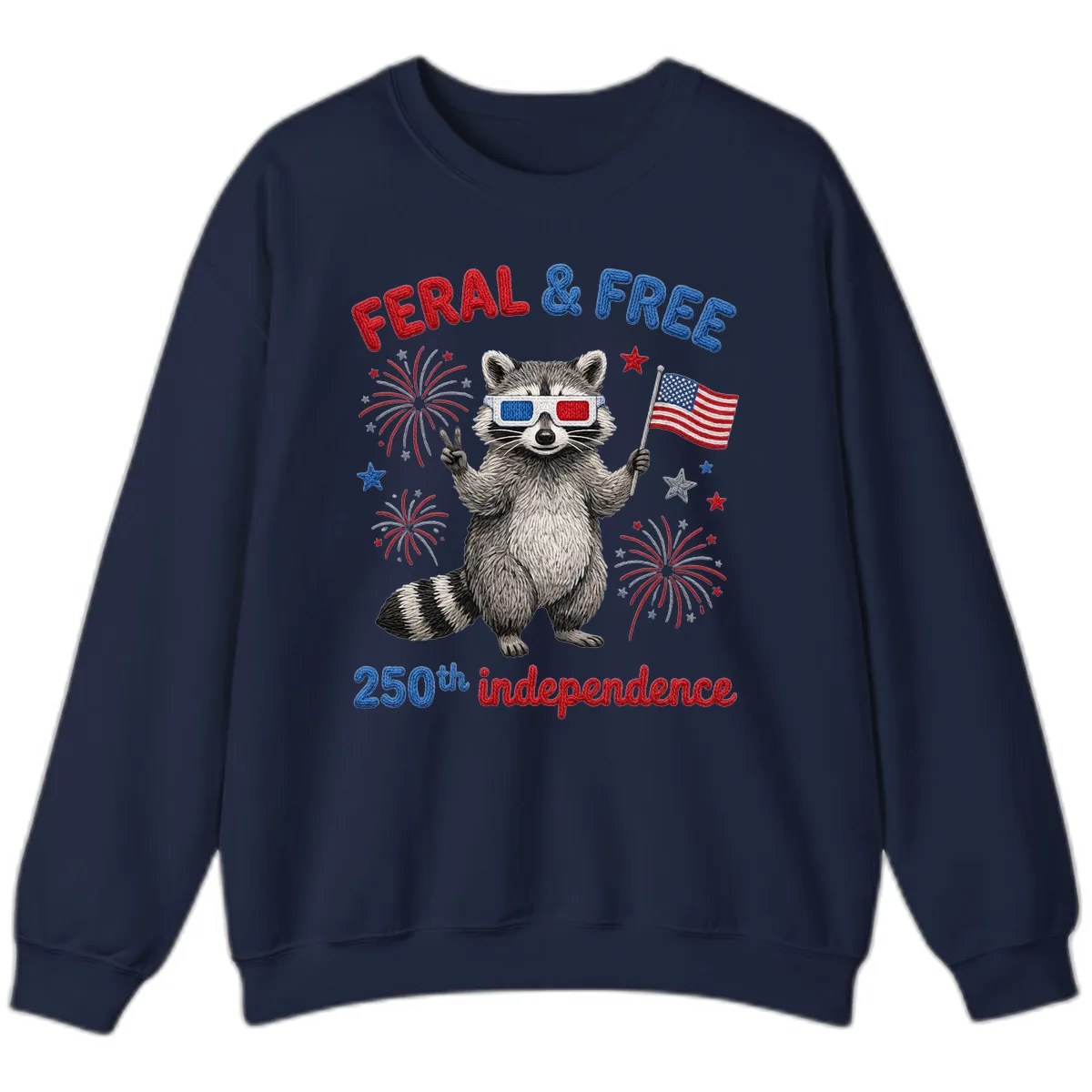Feral & Free Raccoon 250th Independence Celebration Sweatshirt in Navy