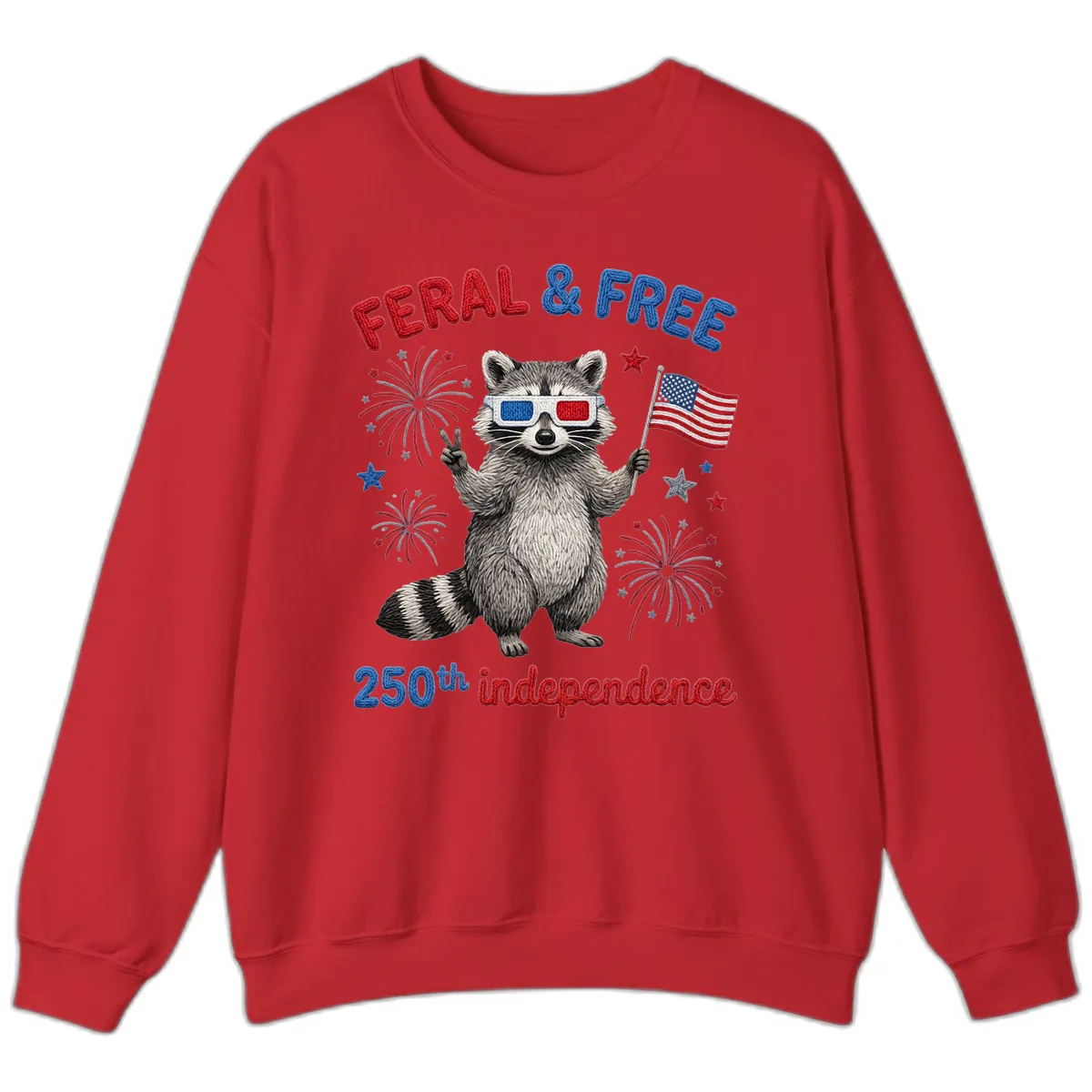 Feral & Free Raccoon 250th Independence Celebration Sweatshirt in Red