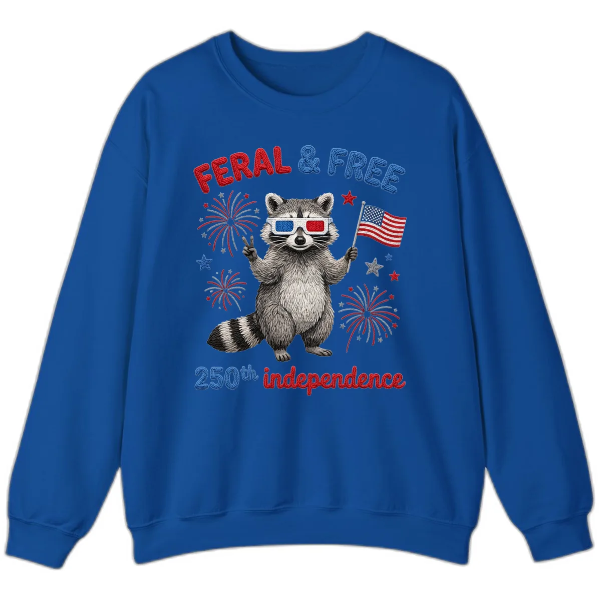 Feral & Free Raccoon 250th Independence Celebration Sweatshirt in Royal