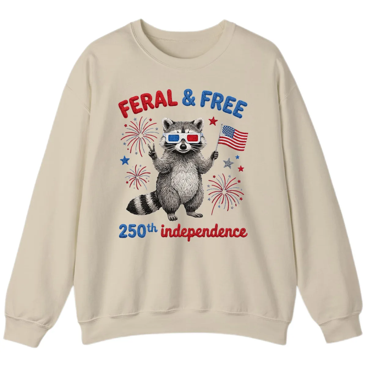 Feral & Free Raccoon 250th Independence Celebration Sweatshirt in Sand