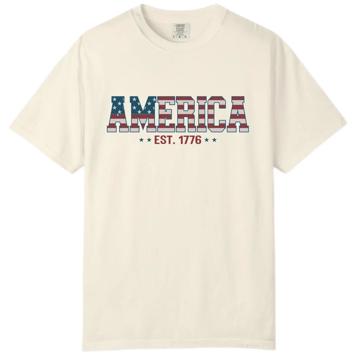 America Est. 1776 Flag Lettering Comfort Color in Ivory