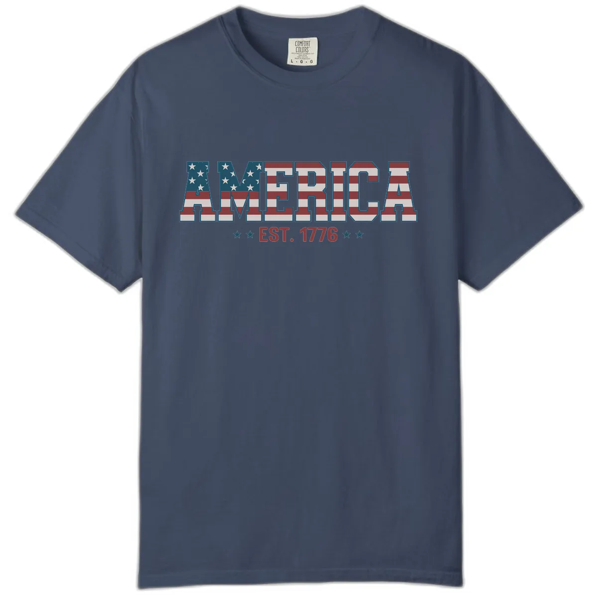 America Est. 1776 Flag Lettering Comfort Color in Midnight