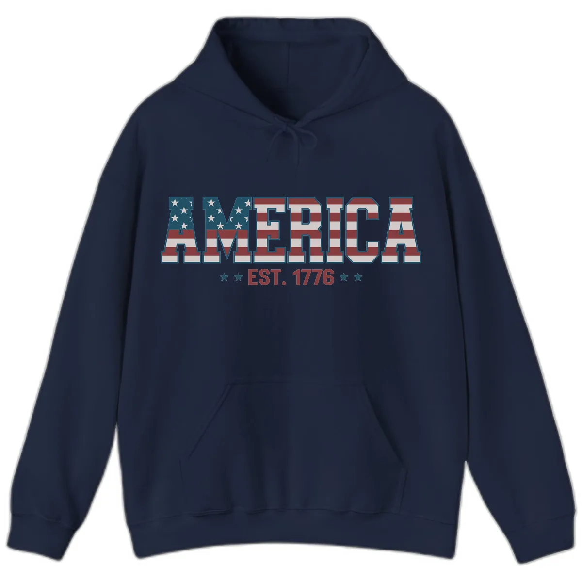 America Est. 1776 Flag Lettering Hoodie in Navy