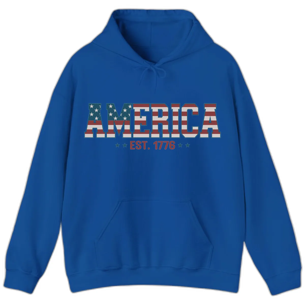America Est. 1776 Flag Lettering Hoodie in Royal