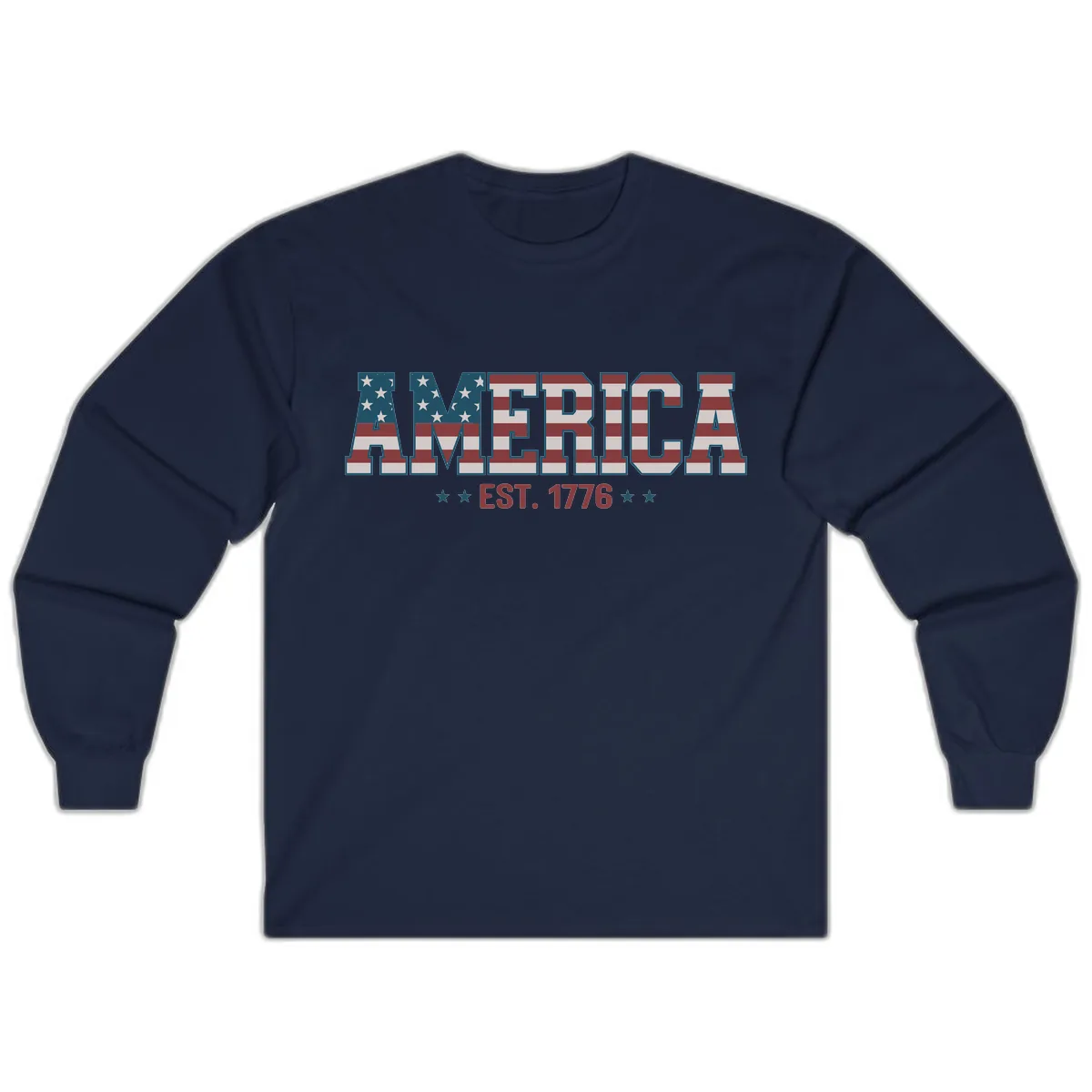 America Est. 1776 Flag Lettering Long Sleeve in Navy