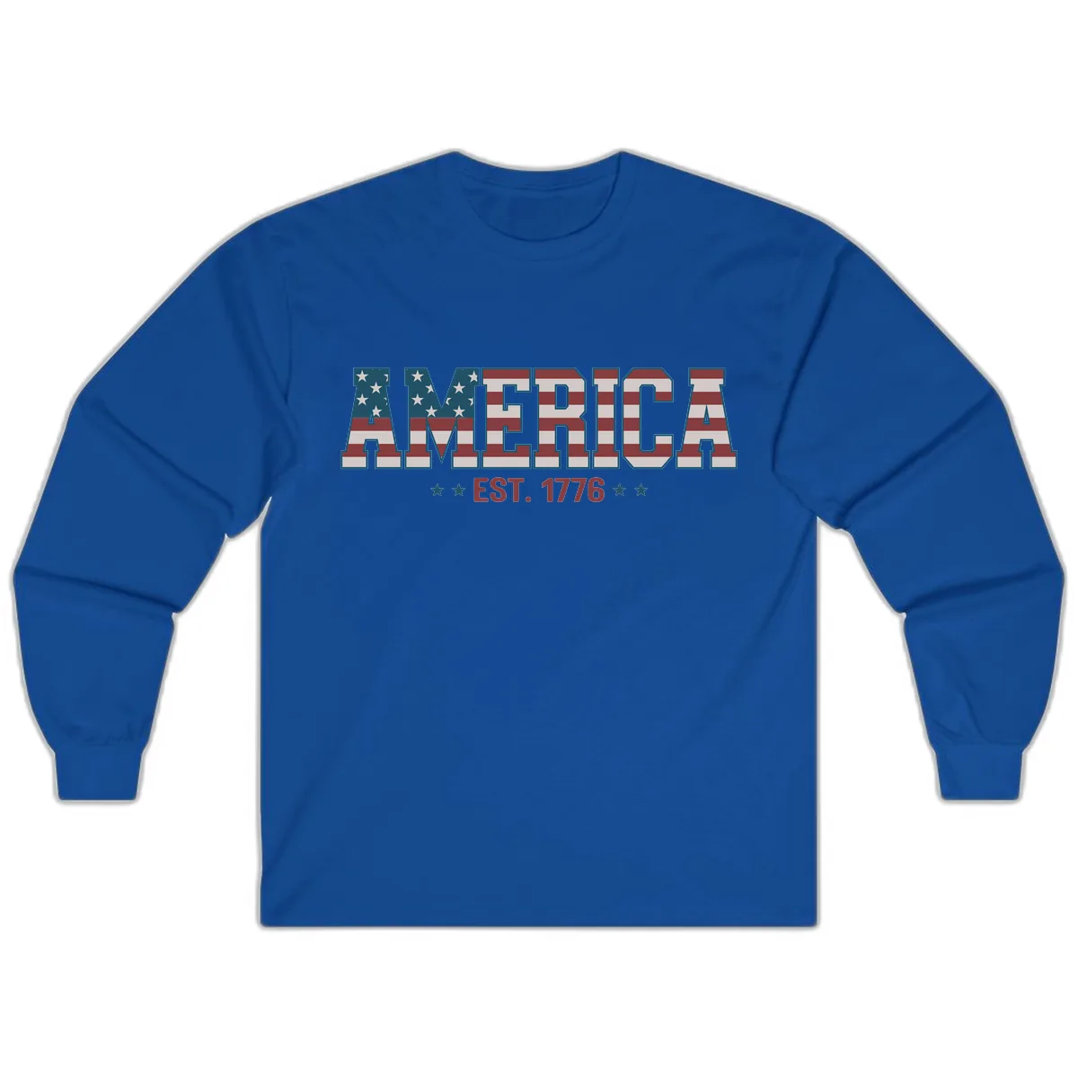 America Est. 1776 Flag Lettering Long Sleeve in Royal