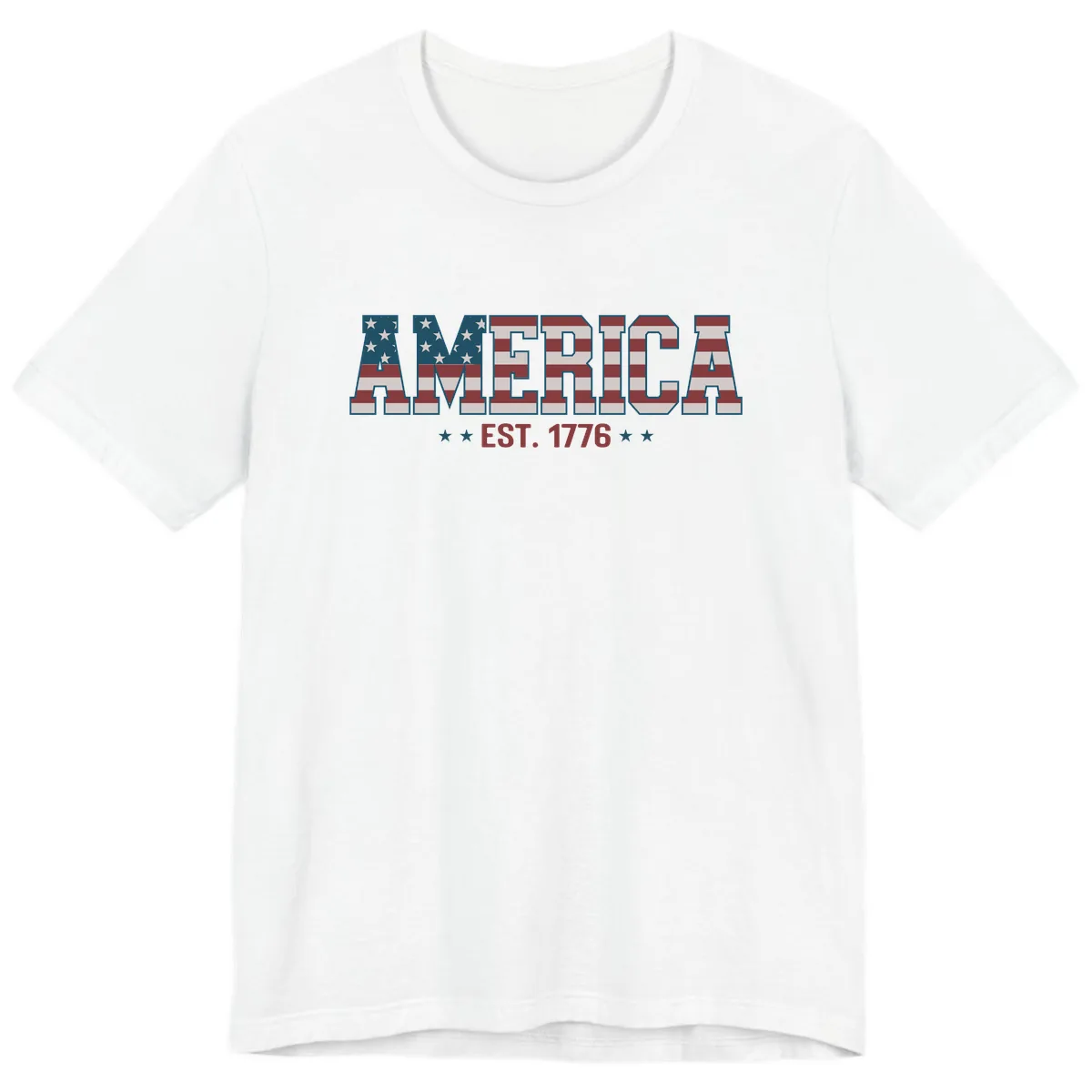 America Est. 1776 Flag Lettering Premium T-Shirt in White