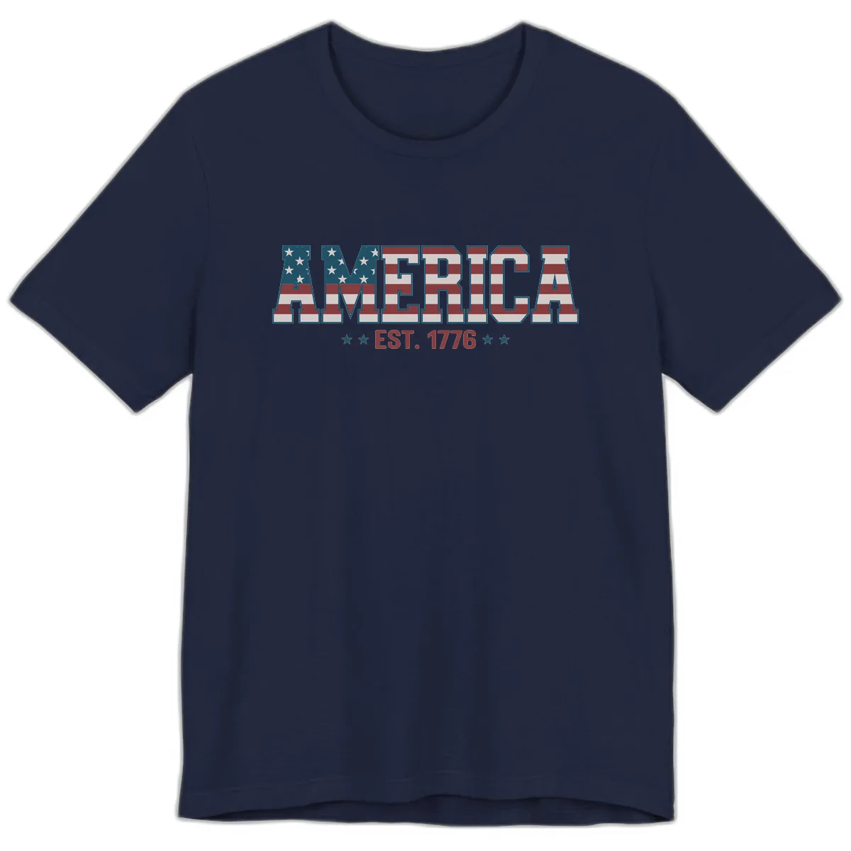 America Est. 1776 Flag Lettering Premium T-Shirt in Navy
