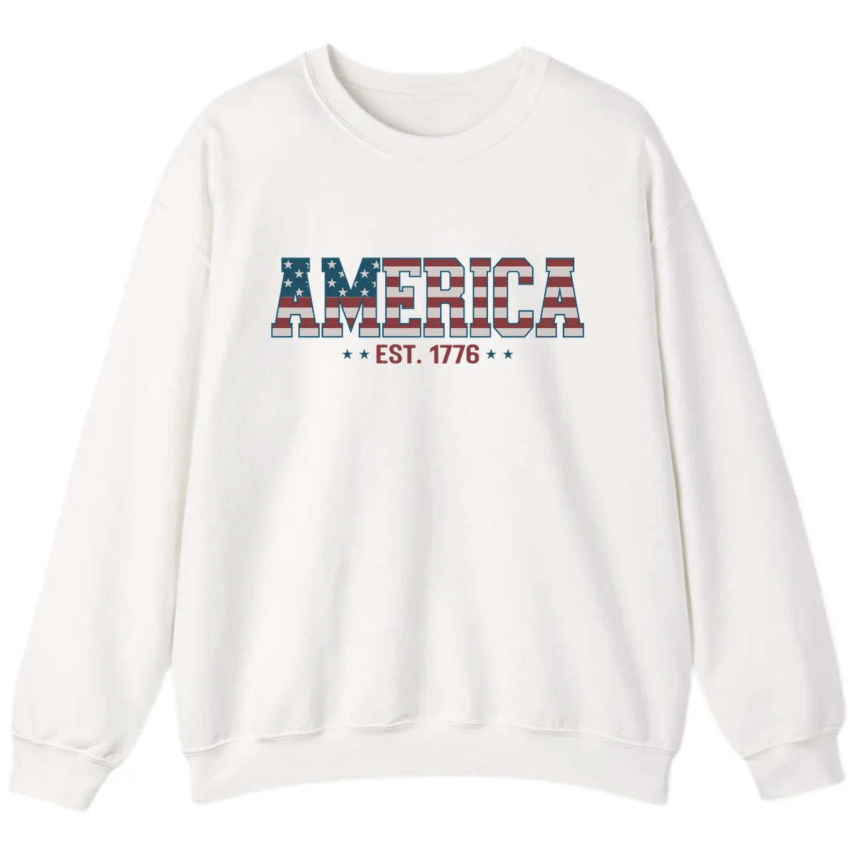 America Est. 1776 Flag Lettering Sweatshirt in White