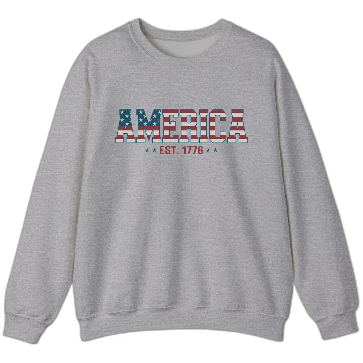 America Est. 1776 Flag Lettering Sweatshirt in Sport Grey