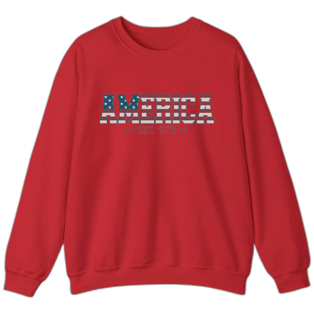 America Est. 1776 Flag Lettering Sweatshirt in Red