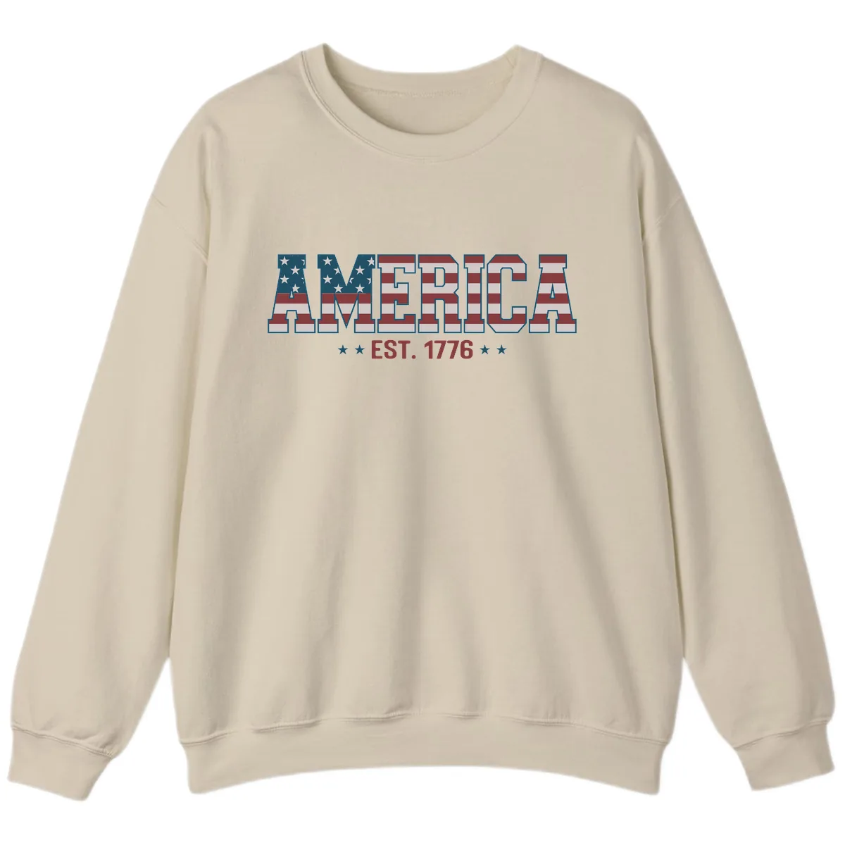 America Est. 1776 Flag Lettering Sweatshirt in Sand