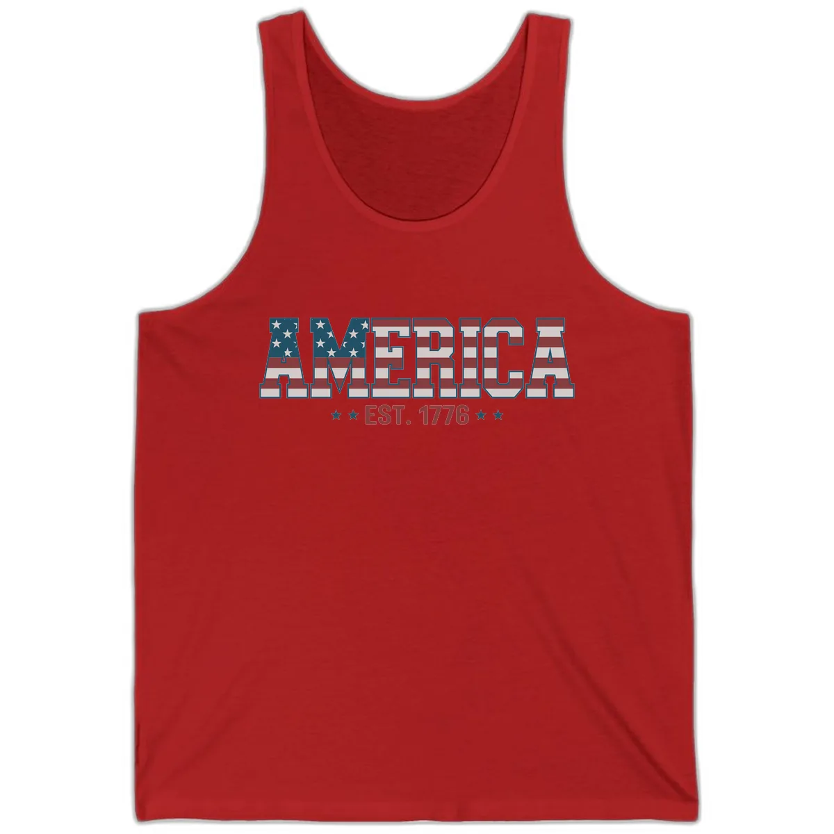 America Est. 1776 Flag Lettering Tank in Red