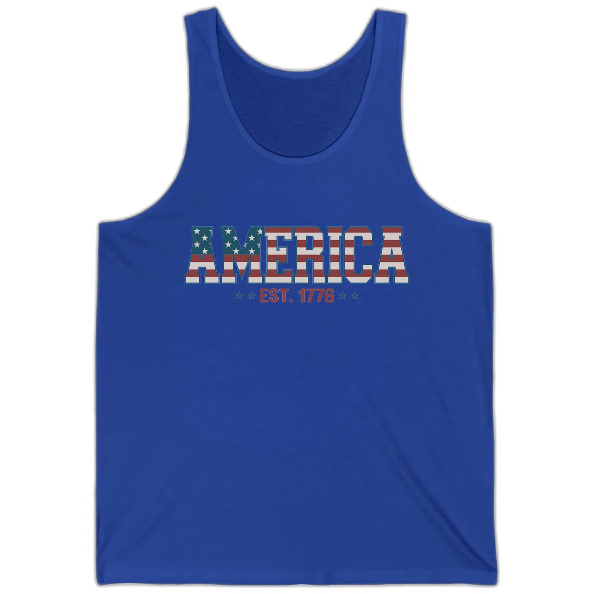 America Est. 1776 Flag Lettering Tank in True Royal