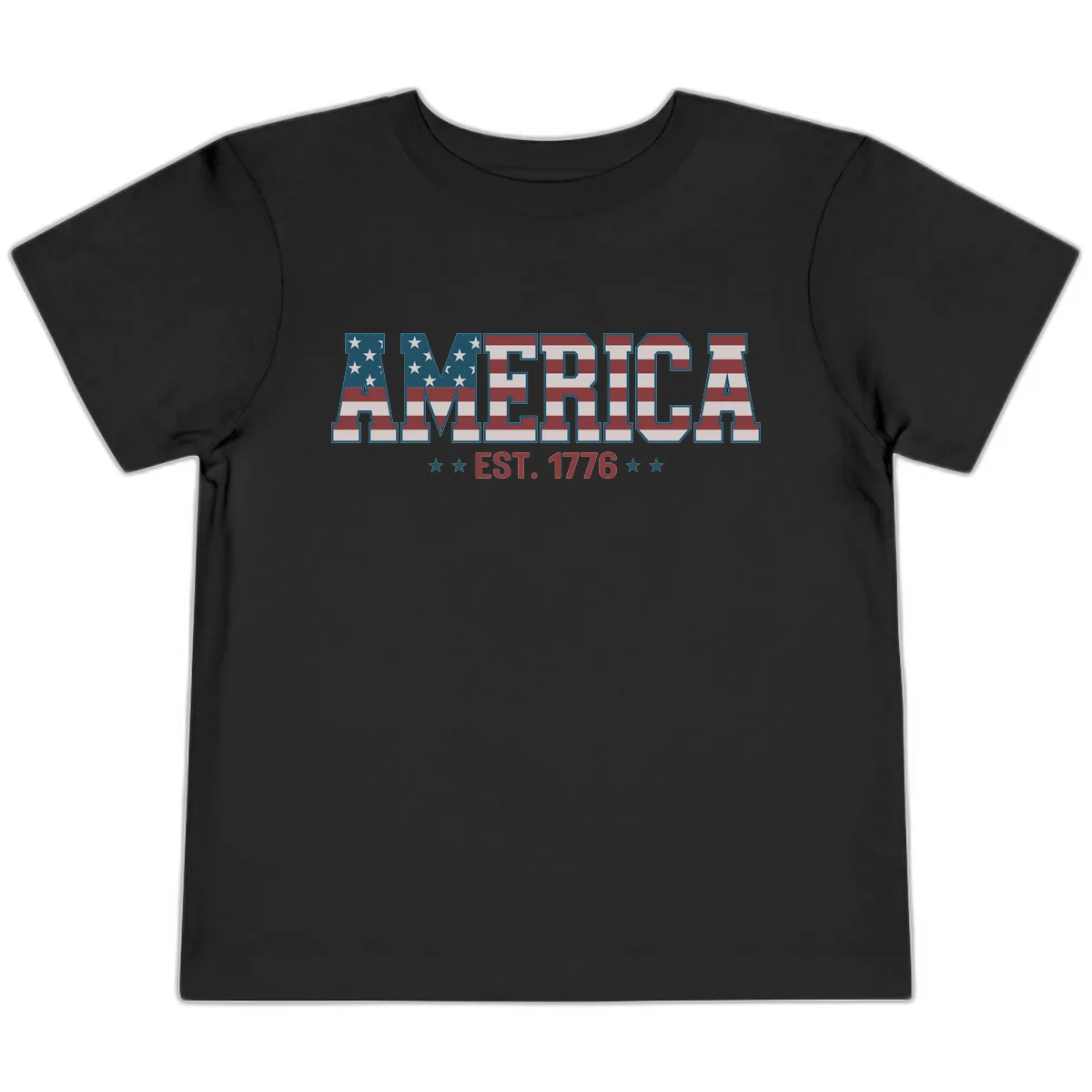America Est. 1776 Flag Lettering Toddler T-Shirt in Black