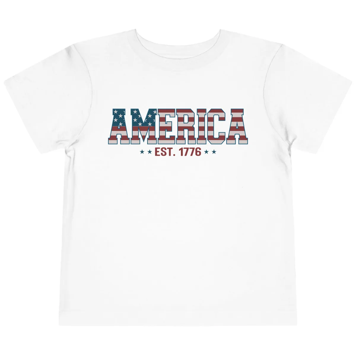 America Est. 1776 Flag Lettering Toddler T-Shirt in White