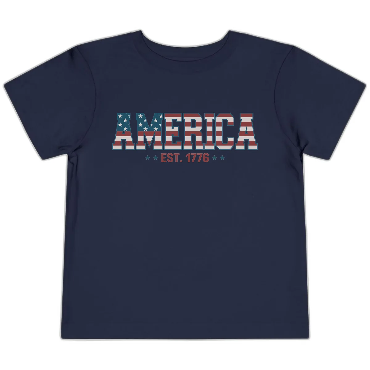 America Est. 1776 Flag Lettering Toddler T-Shirt in Navy