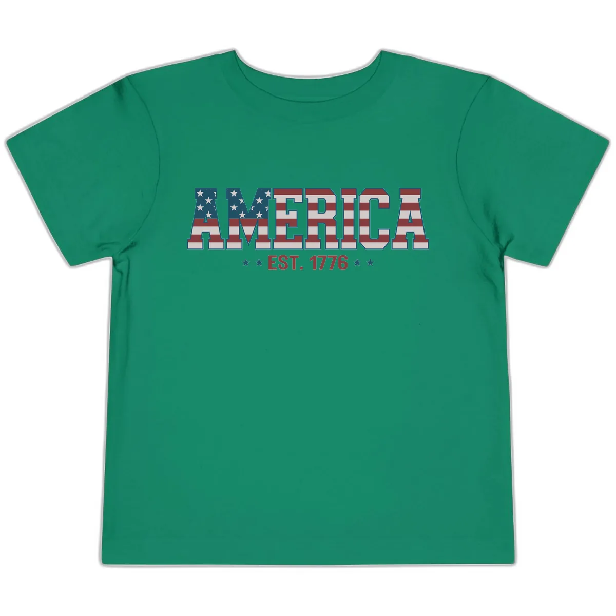 America Est. 1776 Flag Lettering Toddler T-Shirt in Kelly