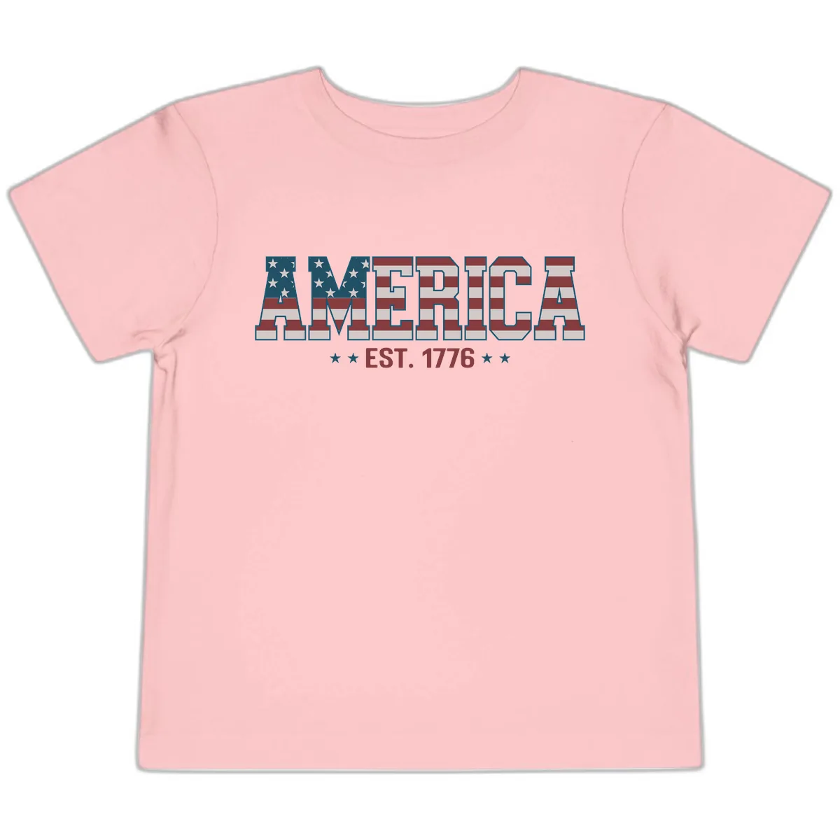 America Est. 1776 Flag Lettering Toddler T-Shirt in Pink