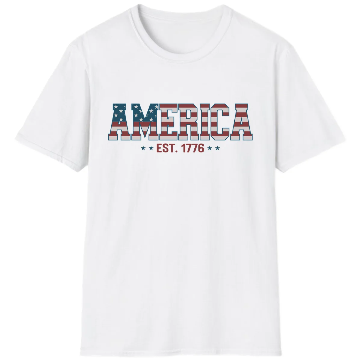 America Est. 1776 Flag Lettering T-Shirt in White
