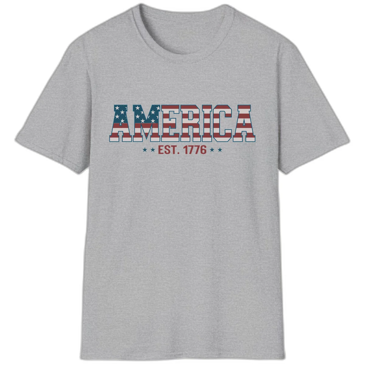 America Est. 1776 Flag Lettering T-Shirt in Sport Grey