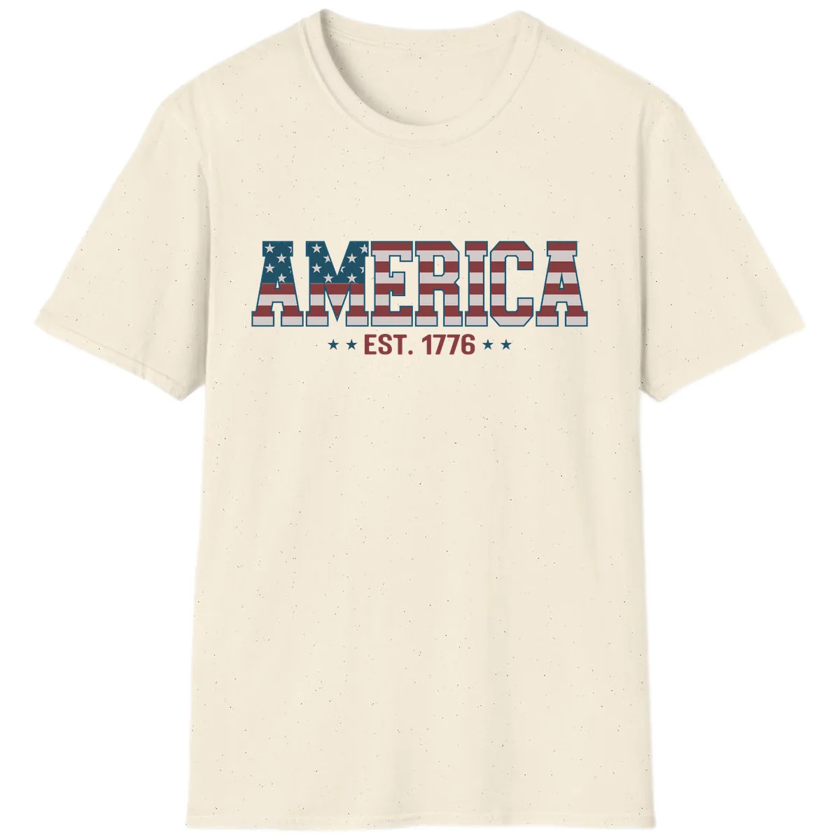 America Est. 1776 Flag Lettering T-Shirt in Natural