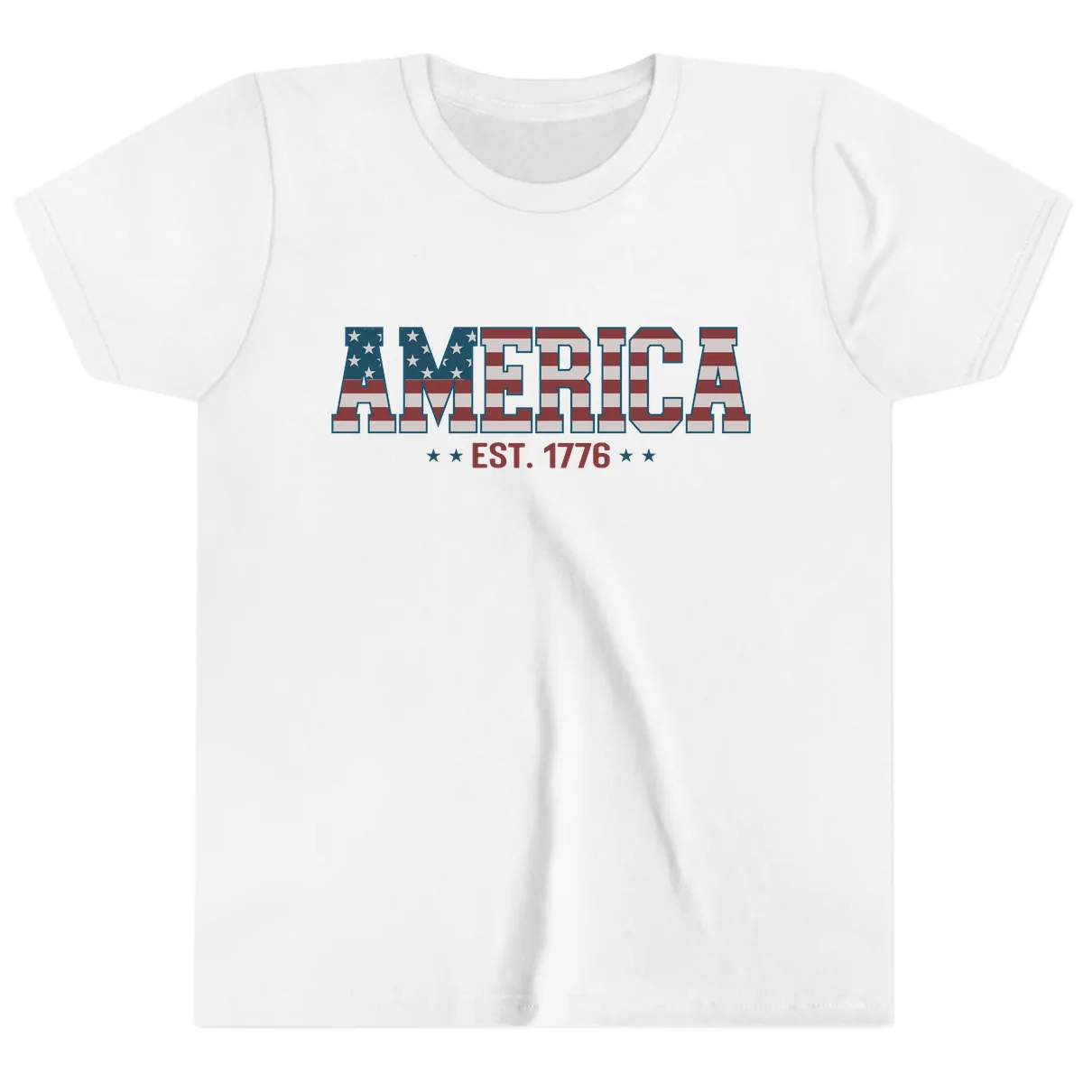 America Est. 1776 Flag Lettering Youth T-Shirt in White