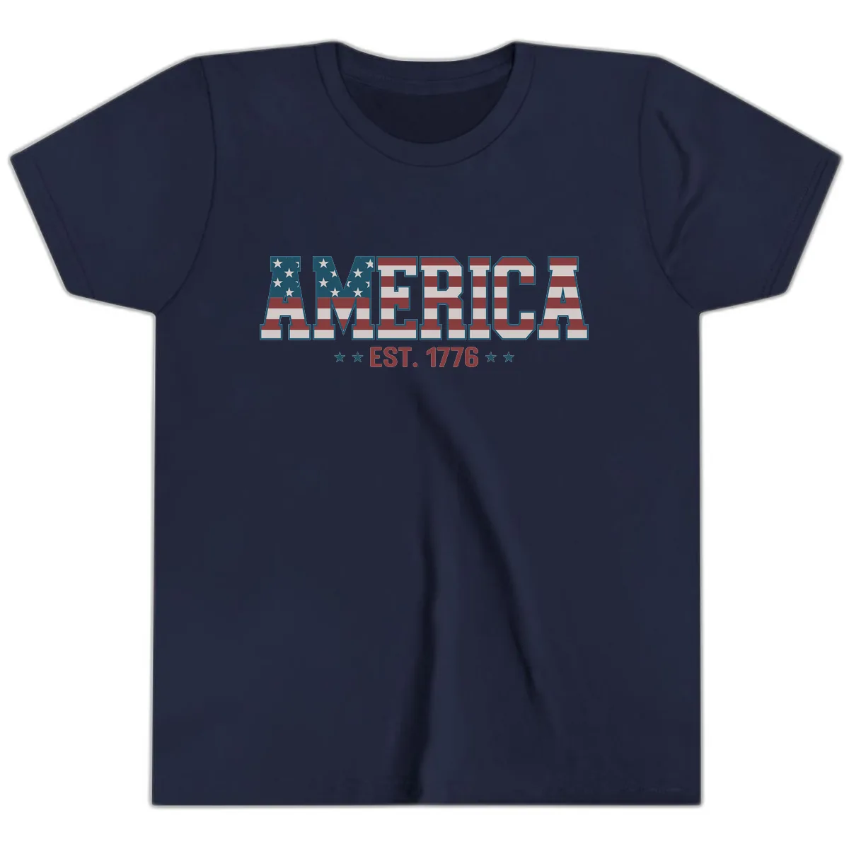 America Est. 1776 Flag Lettering Youth T-Shirt in Navy