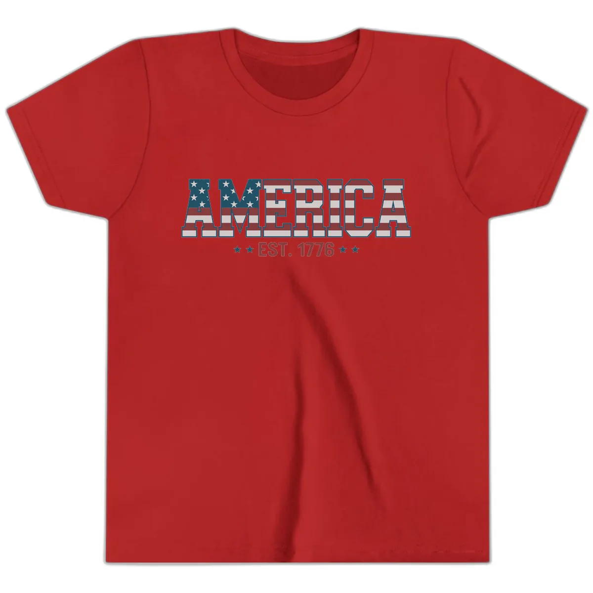 America Est. 1776 Flag Lettering Youth T-Shirt in Red