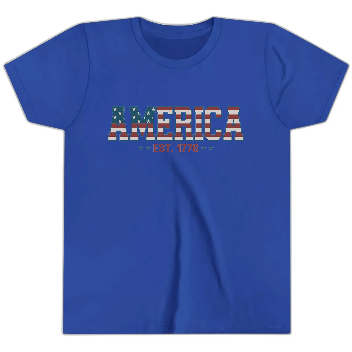 America Est. 1776 Flag Lettering Youth T-Shirt in True Royal