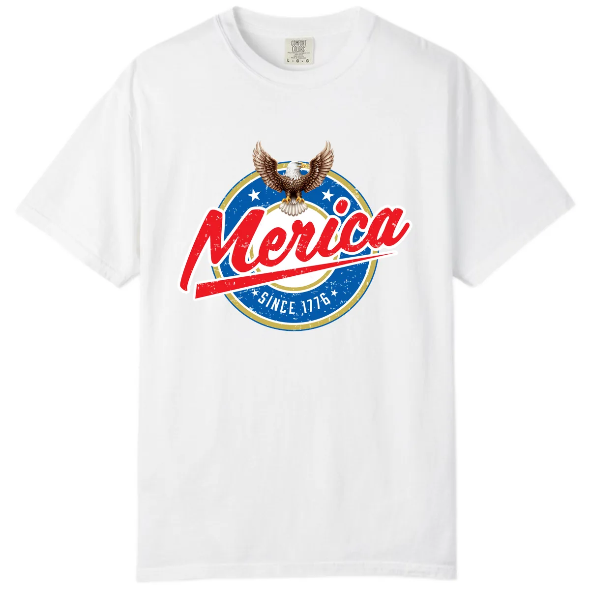 Merica Since 1776 Eagle Badge Comfort Color in White